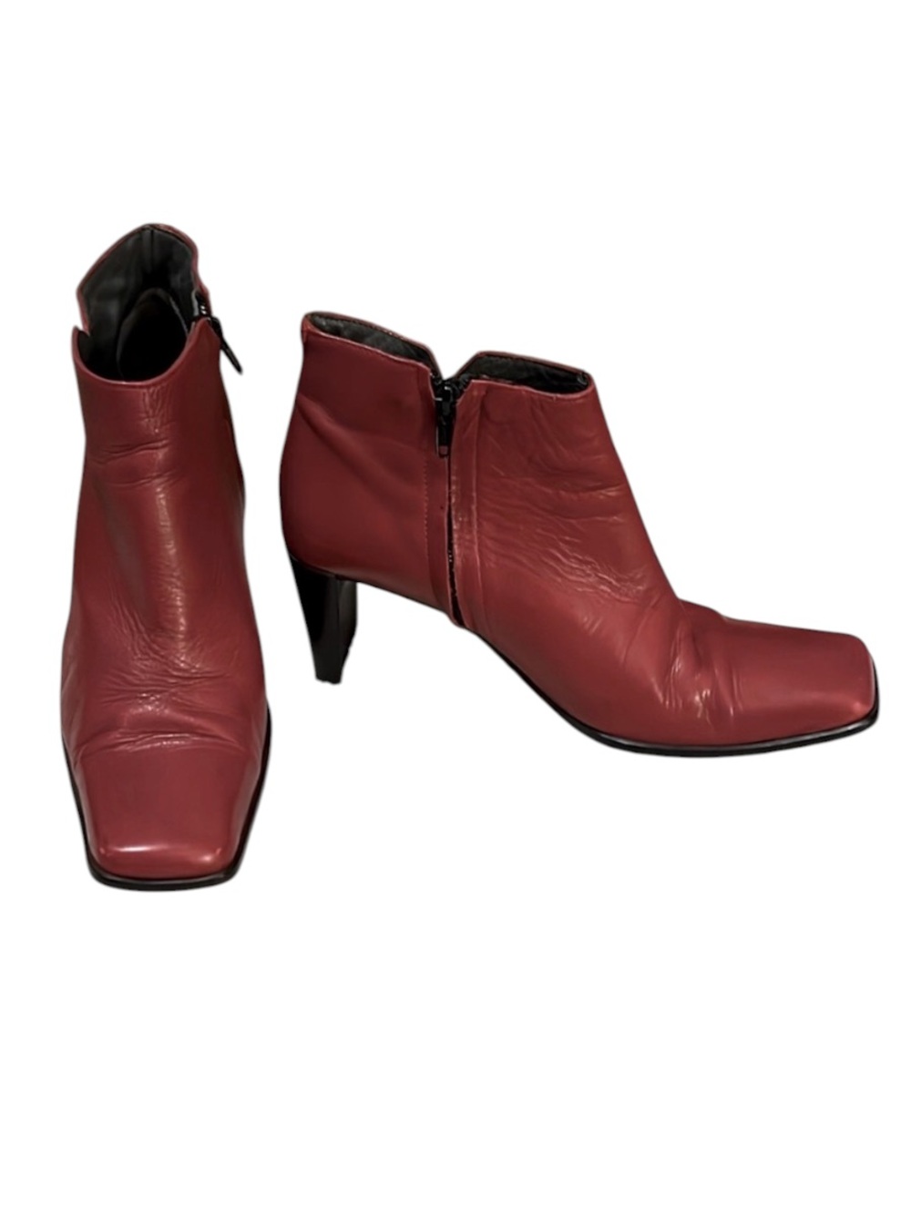 Pollini Vintage Woman’s Red Leather Heeled Ankle Boots Sz 36